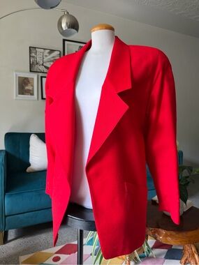 Vintage Red Women's Blazer Jacket - Classic Tailored Coat